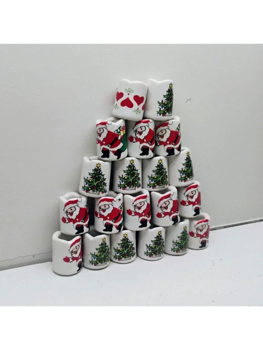 Vtg Lot of 20 Mini German Ceramic Porcelain Miniature Candle Holders Christmas